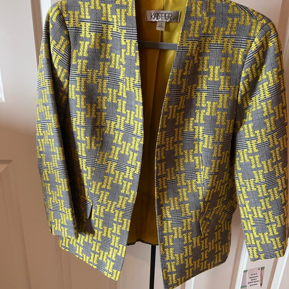 Kasper Vibrant Yellow and Gray Blazer